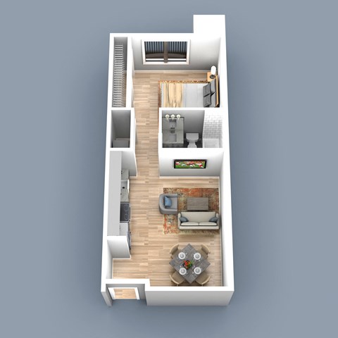 Floor plan for studio, 1 bath, 545 sqft